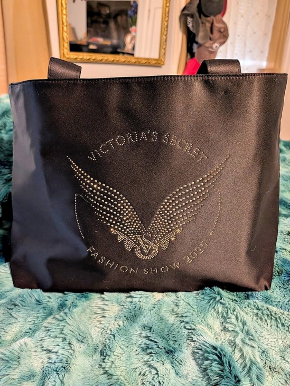 Victoria's Secret Fashion Show 2025 Rhinestone Tote Bag Black